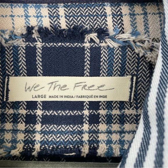 Free People Railroad Dreams Button Down Top Oversized Mid-Weight Plaid Patchwork - Picture 7 of 11